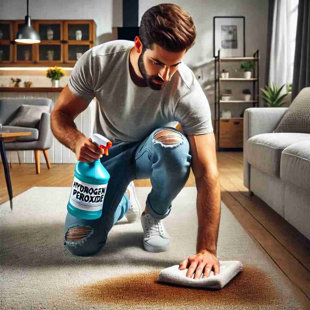 Professional Area Rug Cleaning Fairfax 1 man cleaning carpet stain